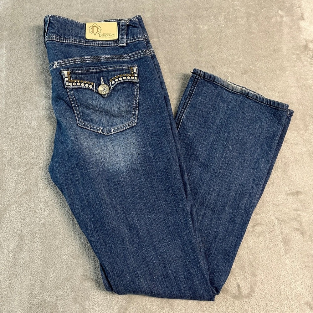 Democracy Women 12 (34x32) Boot Bootcut Jeans Studded Blue Western Flare Casual